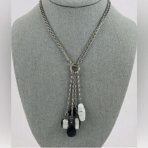 💙Lia Sophia Dangle Lariat Myth Necklace Retired 16.5" Glass Art Bead